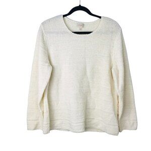 Cleo Knit Cream Scoop Neck Wool blend Pullover jumper sweater women size L